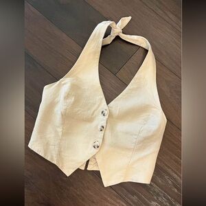 Neutral Linen Vest From Italy